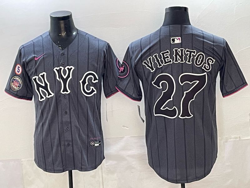 Men New York Mets #27 Vientos Black City Edition Game 2026 Nike MLB Jersey style 02